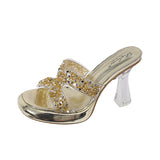 Water Drill High Heels Do Not Tired Feet Sandals Temperament Elegant Coarse And Waterproof Waterproof Thick-Soled Slippers Single Shoes Women