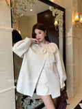 Xixi 2025 Autumn New White Standard Temperament Elegant Thousand Gold Style Long Sleeve Hair And Short Coat