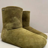 Matcha Green Snow Boots Fur Boots One In Autumn And Winter New Short Boots Round Head Flat Bottom Martin Boots Female