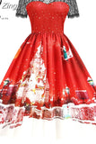 Dress Christmas Costume Women Lace Short Sleeve Hight Waist Vintage Evening Party Prom Casual