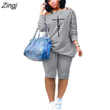 Print Tracksuit Women Set Top Shorts Casual 2 Piece Sets Womens Outfits One Shoulder Matching Sets for