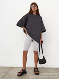 Spring Summer New 260G Cotton T-Shirt Hot Pure Color Short-Sleeved Women Loose Large Version