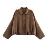 Color 2025 Spring And Autumn Leisure Tuffen Texture Collar Pilot Jacket Women