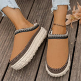 Thick Bottom Slippers Women In The Autumn And Winter Of 2025 New With Velvet Thicken And Warm Cotton Slippers