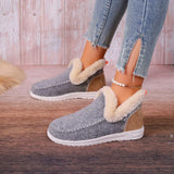 And Winter Large-Size Short Barrel Color Snow Boots Women's Feet Warm Flat Bottom Hair Mouth Cotton Boots