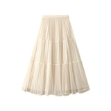 Sides Wearing Bright Silk Mesh Dress Dress Dress New Hundred Folded Skirt Half-Dress Dress High Waist Hanging Pendant Dress