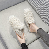 Half Slippers Women Autumn And Winter Round Head Plus Flat Bottom Lazy Muller Warm Cotton Shoes Large Size