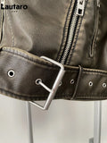 Spring Autumn Cool Short Loose Pu Leather Biker Jacket Women Zipper Blet Retro Female European Fashion Streetwear