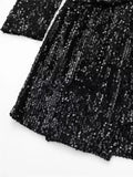 Black Sequin Dress Woman Glitter Velvet Blazer Dress Women Long Sleeve Short Dresses Autumn Winter Elegant Party