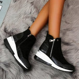 Leisure Short Boots Autumn And Winter New Round Head Side Zipper Thick Bottom High Help Ms. Short