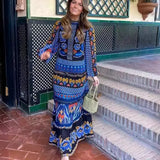 Women's Explosive Collar Print Long-Sleeved
