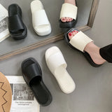 Zingj Bottom Slippers Female 2024 Summer New Korean Version Fashion Simple Square Head Flat Bottom Flip-Flip Slippers Female