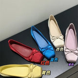 Evening Wind Ballet Shoes 2025 French Sweet Bow Blue Square Mouth Increases Evening Airbow