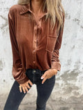 Gold Velvet Shirt 2025 Long-Sleeved Single Buckle With A Loose Bottom Shirt For
