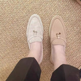 Shoes Women 2025 Spring And Autumn New Tuxedo Buckle Lazy Shoes Anti-Slip Casual Sole Single