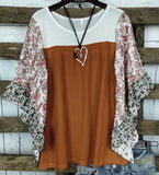 Women's Dress Spring And Summer Wish Bat Sleeve Print Color Waffug Blouse T-Shirt