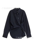 Women's Long-Sleeved Solid-Colored Shirt Design Feels Thin