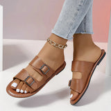 Buckle Flat Bottom Slipper Female Exposed Toe Retro Wind Beach Cool