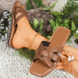 Large-Size Wear Women's Shoes Flat Heel Summer New Woven Cool Slippers Flat-Bottomed