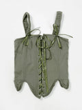 Lace Up Asymmetric Corset Top-Outfit