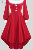 Winter Christmas Dress Women Sexy Sleeveless Deep V Neck Off Shoulder Midi Party Sundress