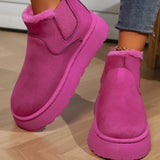 And South Korea Solid-Colored Thick Background Snow Boots Women's Pine Velvet Cloth Tight Belt Warm Cotton Boots
