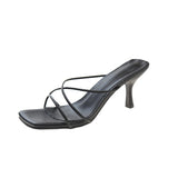 Spring And Summer New Fashion Fairy Wind Slippers Women Wear Korean Version Simple Thin With Square Head High Heel