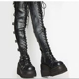 Over-Knee Boots 2025 Winter New Round-Headed Slope And Long Boots Female Wish Explosive Knight