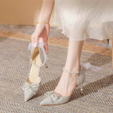 High Heels Fairy 18-Year-Old Rite Crystal Wedding Shoes Bridal Shoes New French Fine Heel Not Tired Single