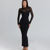 And Winter 2025 New Women's Pure Color Knitted Round Collar Collar Collar Long Sleeve Open Fork Dress Two Sets Of