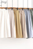 Women Summer Shorts Skirts Solid Elastic Waist Loose Casual Elegant Cotton Wide Leg Pants Korean Style Girls Midi
