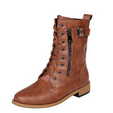 And Winter New Large Size 43 Flat Bottom Martin Boots Women's High-Tipper Zip Women Belt Buckle
