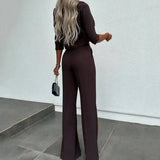 Zingj 2024 New Solid Color Short Slim Jacket High Waist Straight Trousers Suit Female-Outfit