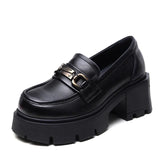Cowhicked Retro English Wind And Happy Shoes Women's Autumn New Thick Bottom Single Shoes Thick Heeled High