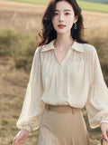 Chiffon Shirt Women 2025 New Spring Temperament T-Shirt Fashion Fashion Fashion High-End Feel French