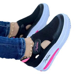 Casual Single-Shoe Women's Spring And Summer New Flat Bottom Flying Weaving Breathable Magic Sticker Casual Mesh