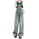 Zingj Ancient Ways Vertical Sense Jeans Female Spring And Summer Design Sense High Waist Hot Girl Small Loose Straight Tube Mop The Floor Wide Leg