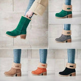 Female Boots 2025 Autumn And Winter Mid-Crowded Thick Heeled Snow Boots Women Cotton