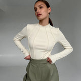 Zingj Bottom Shirt Autumn Winter Round Collar Tight Edge T Shirt Female Tight Temperament Commuter Top Women's