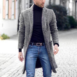 Autumn And Winter Of The Men's Coat In The Long Double Buckle Station Coarse Coat