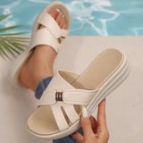 New Thick Bottom Slippers Cross-Band Exposed Toe Middle-Of-Year-Old Cool Slippers Wearing Stylish Comfortable Soft Bottom Mom