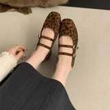 Retro Velvet Leopard Print With Mary Jane Single Shoes 2025 New Spring And Autumn Gentle Evening