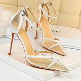 Shoes 2022 Spring Women Pumps High Heels Black Sexy Party Shoes Mesh Hollow Stiletto Heels Sandals Ladies Shoes Size