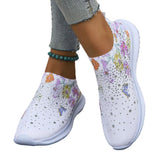 Women's Shoes Spring Breathable Sports Casual Shoes Water Drill Rainbow Shiny Flying Shoes Thick-Soled Running Shoes