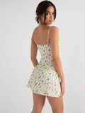 Quality Women Summer Chiffon Dress Black A Line Party Sexy Dress Mini Floral Print Dress Casual Wear 2023
