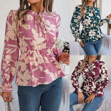 Shooting 2025 Autumn And Winter New Leisure Flowers With Long-Sleeved Chiffon Shirt Women's