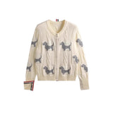 Spring And Autumn Women's Round-Neck Knitted Shirt Jacket Puppy Pattern Sweater Women Put On The Long Sleeve Design