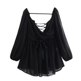 Explosive Women's Temperament V Neck Shoulder Sleeves Tethered Waist