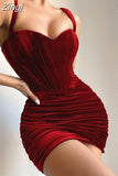 Quality Summer Velvet Bodycon Dress Women 2023 New Arrivals Lined Green Party Dress Sexy Celebrity Evening Club Night