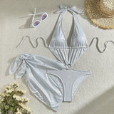 2024 New Bright Two-Piece Set Hollow One-Piece Swimsuit Bikini